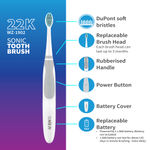 Buy Wurze 1902 Sonic Action Toothbrush for Healthy Gums, Clean Teeth & Efficient Plaque Removal – 22,000 strokes per minute - Battery Powered (Not Included) with 2 Replacement Brush Heads - Purplle