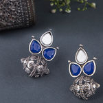 Buy Queen Be Oxidised Trinity Blue & White Color Stone Tops - Purplle