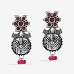 Buy Queen Be Oxidised Red Flower Designer Danglers - Purplle