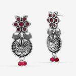 Buy Queen Be Oxidised Red Flower Designer Danglers - Purplle