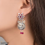 Buy Queen Be Oxidised Red Flower Designer Danglers - Purplle