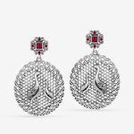 Buy Queen Be Oxidised Swan Couple Red Studded Danglers - Purplle
