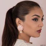 Buy Queen Be Baby Pink Flower Earrings - Purplle