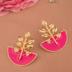 Buy Queen Be Leaf Half Circle Pink Earrings - Purplle