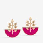 Buy Queen Be Leaf Half Circle Pink Earrings - Purplle