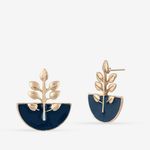 Buy Queen Be Leaf Half Circle Blue Earrings - Purplle