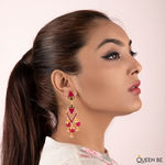 Buy Queen Be Long Triangle Danglers, Magenta Enamel - Purplle