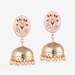 Buy Queen Be Enamel Oval Jhumkis, White & Red Lotus - Purplle