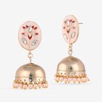 Buy Queen Be Enamel Oval Jhumkis, White & Red Lotus - Purplle