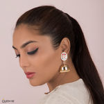Buy Queen Be Enamel Oval Jhumkis, White & Red Lotus - Purplle