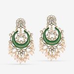 Buy Queen Be Kundan with Green Enamel Statement Chandbalis - Purplle