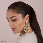 Buy Queen Be Kundan with Green Enamel Statement Chandbalis - Purplle