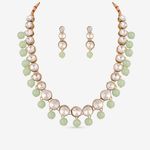 Buy Queen Be Classic Crystal with Mint Green Pearls Necklace Set - Purplle