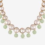 Buy Queen Be Classic Crystal with Mint Green Pearls Necklace Set - Purplle