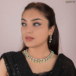 Buy Queen Be Classic Crystal with Mint Green Pearls Necklace Set - Purplle