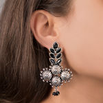 Buy Queen Be Oxidised Bouquet Black Leaf Danglers - Purplle