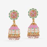 Buy Queen Be Pastel Charm Jhumki Enameled Pink - Purplle