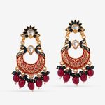 Buy Queen Be Red Enameled Peacock Studded Chandbali - Purplle
