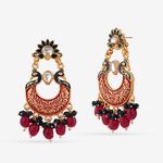 Buy Queen Be Red Enameled Peacock Studded Chandbali - Purplle