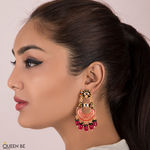 Buy Queen Be Red Enameled Peacock Studded Chandbali - Purplle