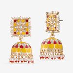 Buy Queen Be Square Top Jhumki, Yellow Enamel - Purplle