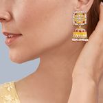 Buy Queen Be Square Top Jhumki, Yellow Enamel - Purplle