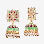 Buy Queen Be Square Top Jhumki, Red & Mint Green Enamel - Purplle