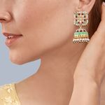 Buy Queen Be Square Top Jhumki, Red & Mint Green Enamel - Purplle