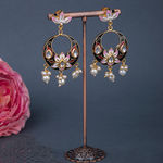 Buy Queen Be Blooming Lotus Chandbali, Black & Pink enamel - Purplle