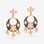 Buy Queen Be Blooming Lotus Chandbali, Black & Pink enamel - Purplle