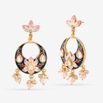 Buy Queen Be Blooming Lotus Chandbali, Black & Pink enamel - Purplle