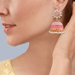 Buy Queen Be Lattice Delight Jhumki, White & Pink Enamel - Purplle