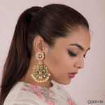 Buy Queen Be Blooming Chandbali, Green Enamel - Purplle