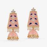 Buy Queen Be Rajasthani Long Jhumkis, Peach Pink Enamel - Purplle