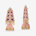 Buy Queen Be Rajasthani Long Jhumkis, Peach Pink Enamel - Purplle