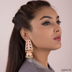 Buy Queen Be Rajasthani Long Jhumkis, Peach Pink Enamel - Purplle