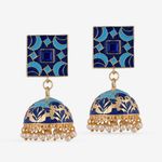 Buy Queen Be Square Kaleido Jhumkis, Blue - Purplle