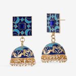 Buy Queen Be Square Kaleido Jhumkis, Blue - Purplle