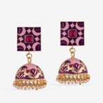 Buy Queen Be Square Kaleido Jhumkis, Pink - Purplle