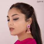 Buy Queen Be Square Kaleido Jhumkis, Pink - Purplle