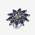 Buy Queen Be Oxidised Blue Aster Flower Cocktail Ring - Purplle