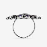 Buy Queen Be Oxidised Blue Aster Flower Cocktail Ring - Purplle