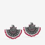 Buy Queen Be Oxidised Dancing Peacock Red Tops Chandbalis - Purplle
