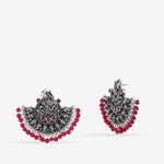 Buy Queen Be Oxidised Dancing Peacock Red Tops Chandbalis - Purplle
