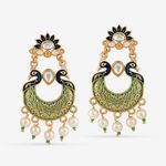 Buy Queen Be Green Enameled Peacock Studded Chandbali - Purplle