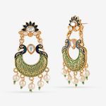 Buy Queen Be Green Enameled Peacock Studded Chandbali - Purplle