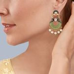 Buy Queen Be Green Enameled Peacock Studded Chandbali - Purplle