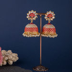 Buy Queen Be Lattice Royal Touch Jhumki Red/Blue - Purplle