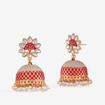 Buy Queen Be Lattice Royal Touch Jhumki Red/Blue - Purplle