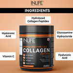 Buy INLIFE Hydrolyzed Collagen Peptides Powder Supplements Type 1 and 3, Biotin, Vitamin C, Hyaluronic Acid, Glucosamine, Skin Health for Men & Women - 200g (Orange Flavour) - Purplle